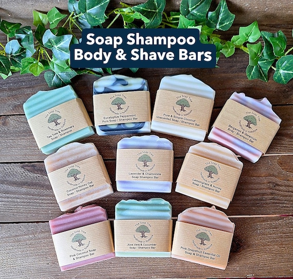 Handmade Natural Soap Shampoo Bars for Face, Hair, Body and Shaving - UK