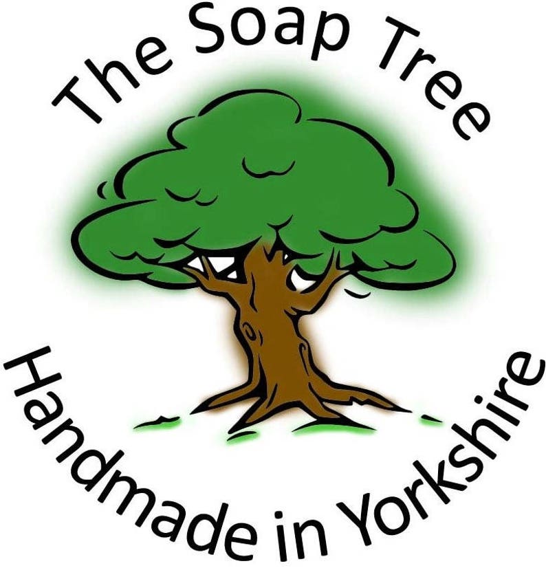 May include: A green tree with a brown trunk and the text "The Soap Tree Handmade in Yorkshire" around it.