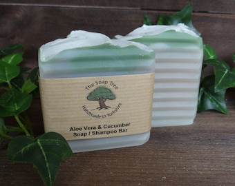 Aloe Vera Cucumber Vegan Soap Shampoo Bar: Handmade Cold Process