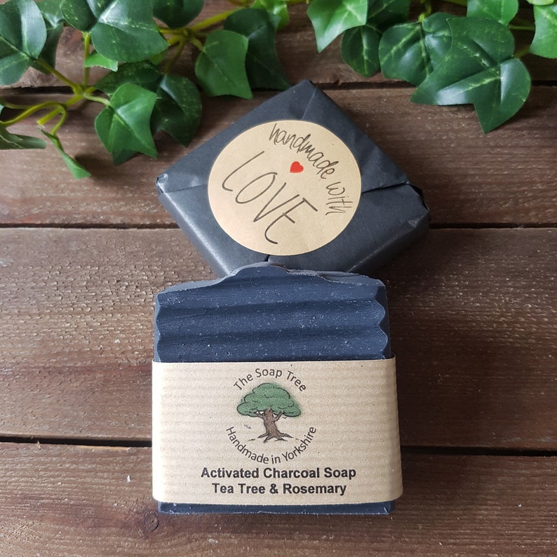 Activated Charcoal Soap: Tea Tree & Rosemary, Vegan, Palm Oil Free imagen 5