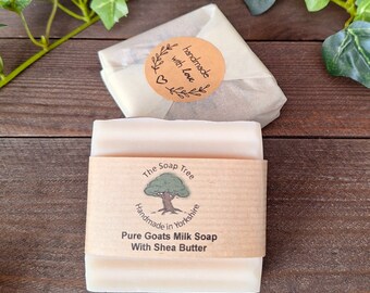 Pure Goats Milk Soap, Handmade Cold Process Soap with Shea Butter. Gentle Soap for Sensitive Skin. Made in the UK.