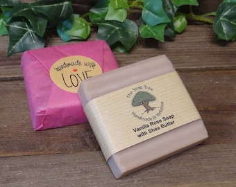 Handmade Soap, Vanilla Rose : Vegan Shea Butter Soap - UK