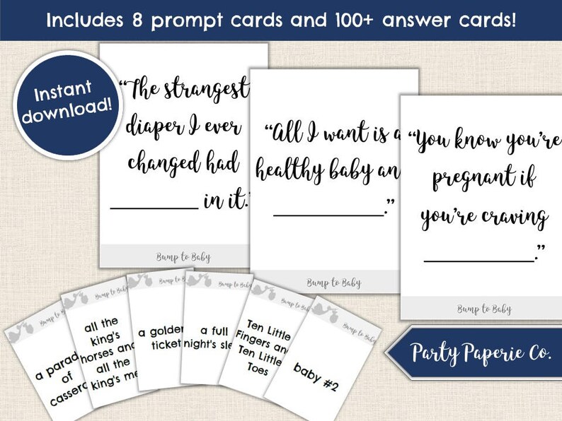 Baby Shower Game Apples To Apples Style Game Coed Baby Etsy