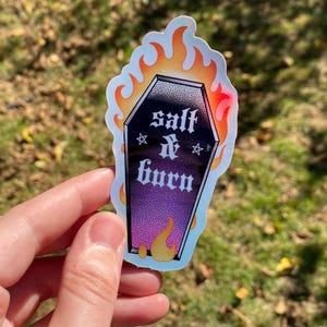 Supernatural Salt and Burn Coffin - Holographic Glossy Stickers