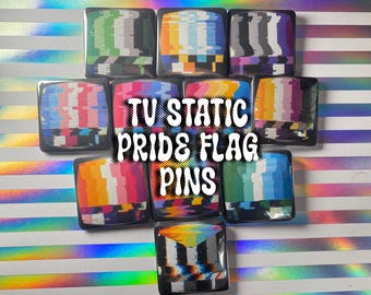 Pride Flag Tv Static 2inch Square Pin