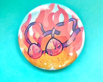 Burning Bra Feminist 2 inch Pinback Button