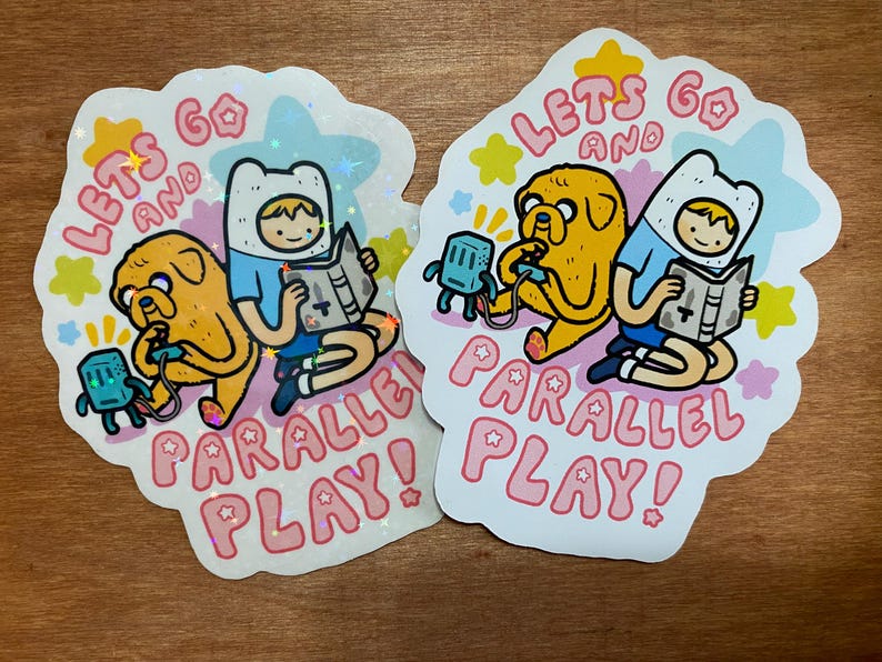 Parallel Play Sticker Finn and Jake Neurodivergent Parallel Play Adventure Time Sticker - Etsy