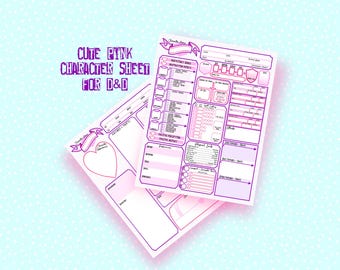Pink Dungeons and Dragons Character Sheet: 2-Page Instant Download (PNG)