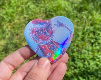 Regular Show Benson  2" Holographic Heart Shaped Pinback Button