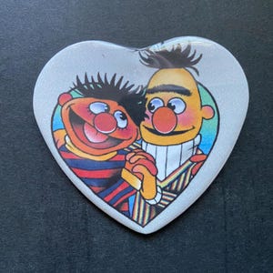 Ernie and Bert Sesame Street 2&quot; Heart Shaped Pinback Button Accessory