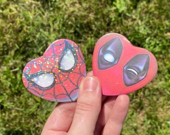 Spider-Man and Friends 2inch Heart Shaped Pinback Buttons