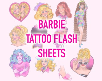 Barbie Flash Sheets — Digital Download by and for Professional Tattoo Artists — and/or Tattoo Ticket