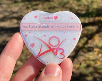 Fan fiction Kudos 2" Heart Shaped Pin back Button