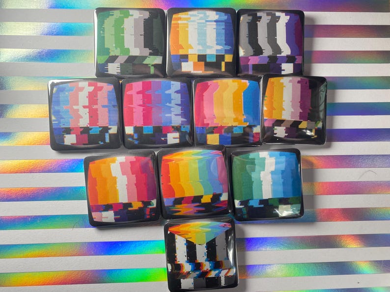 Tv Static Pin Pride Flag Tv Static 2inch Square Pin - Etsy