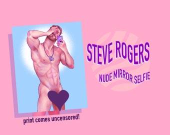 Steve Rogers Nude Mirror Selfie - Captain America Fan Art Print