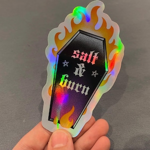 Supernatural Salt and Burn Coffin - Holographic Glossy Stickers