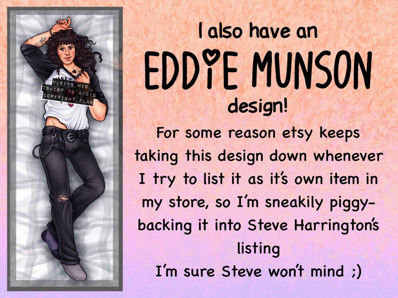 Steve and/or Eddie Dakimakura - Made to Order Body Pillow Case image 2