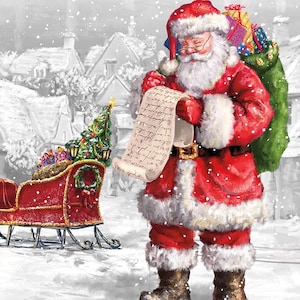 Santa&#39;s List Fabric Panel: Riley Blake Christmas Quilt Cotton