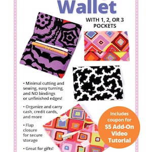 Patrones de billetera sencilla de Annie, patrón rápido para hacer lindas billeteras o porta tarjetas de regalo, apto para telas Fat Quarter y Scappy, rápido