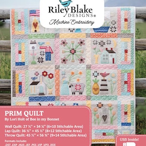 Machine Embroidery Prim Quilt USB | Lori Holt Bee in My Bonnet  Appliqué Collector Project