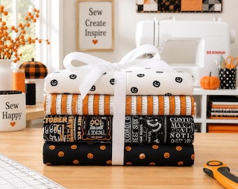 Halloween Riley Blake Fat Quarter Bundle Costume Makers II Seasonal Basics Orange Black White