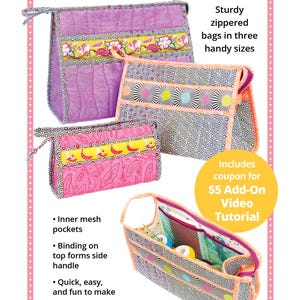 ByAnnie Open Wide 2.0 Bag Pattern: Zippered Organizer, 3 Sizes