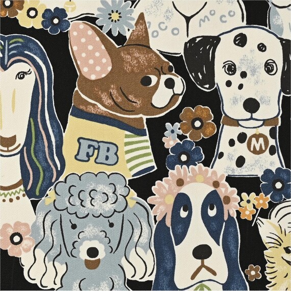 Dog Print Oxford Canvas Fabric: Durable Upholstery & Craft Material