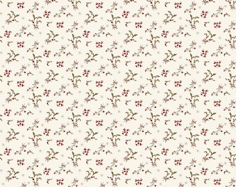 Christmas Greetings Cream Fabric C17662-CREAM, Holiday Floral Cotton, Sandy Gervais, Riley Blake