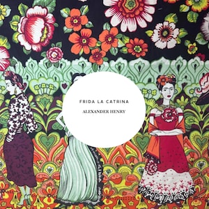 Alexander Henry Frida La Catrina Eggplant 24x44 Fabric Panel, Gift for Her, Large Print, Sewing Quilting Embroidery Fabric Art