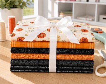 Halloween Fat Quarter Bundle – Pumpkin Toss & Coordinates – 6 Pc Fabric Bundle – Riley Blake, Fall Sewing