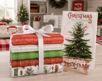 Classic Christmas Fabric Bundle Panel J Wecker Frisch Riley Blake Fat Quarters Christmas Tree