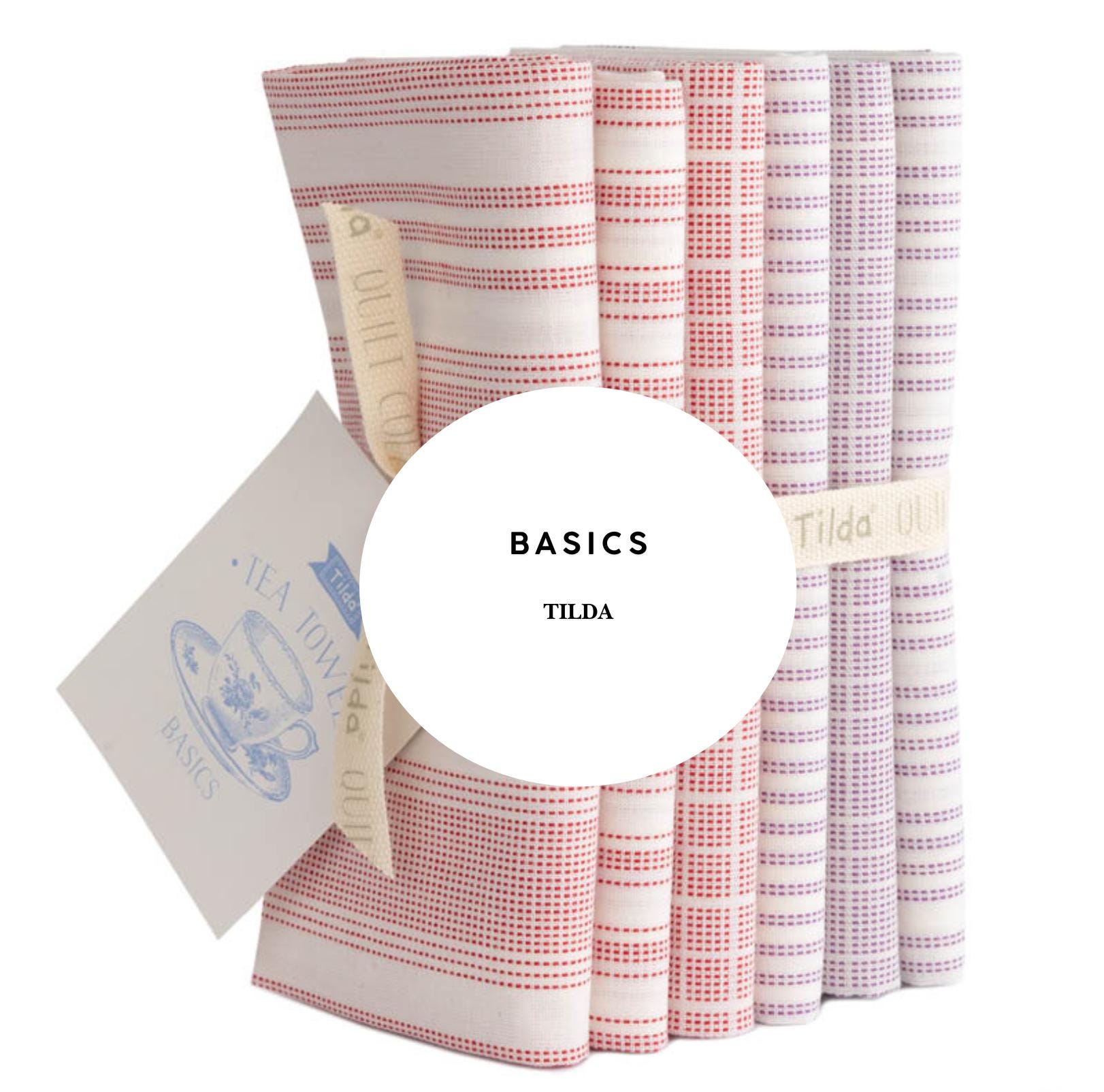 Tilda Basic Tea Towel Fat Quarter Bundle - 5 Piece Set for Sewing Enthusiasts