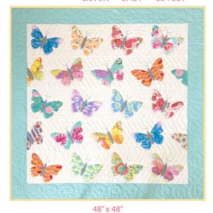 Butterflies Applique Quilt Pattern: Easy Beginner Project (PDF Download 48x48)