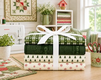 Christmas Wishes & More Christmas Wishes Fat Quarter Bundle, Holiday Fabric Bundle