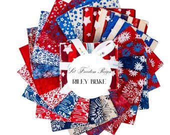 Freedom Reigns Fat Quarter Bundle by Riley Blake Designs, 21 Piece Patriotic Quilting Cotton Fabric, Gift for Her,