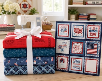 Sew America and Stars & Stripes Forever Fabric Bundle with Patriotic Panel, Riley Blake Designs