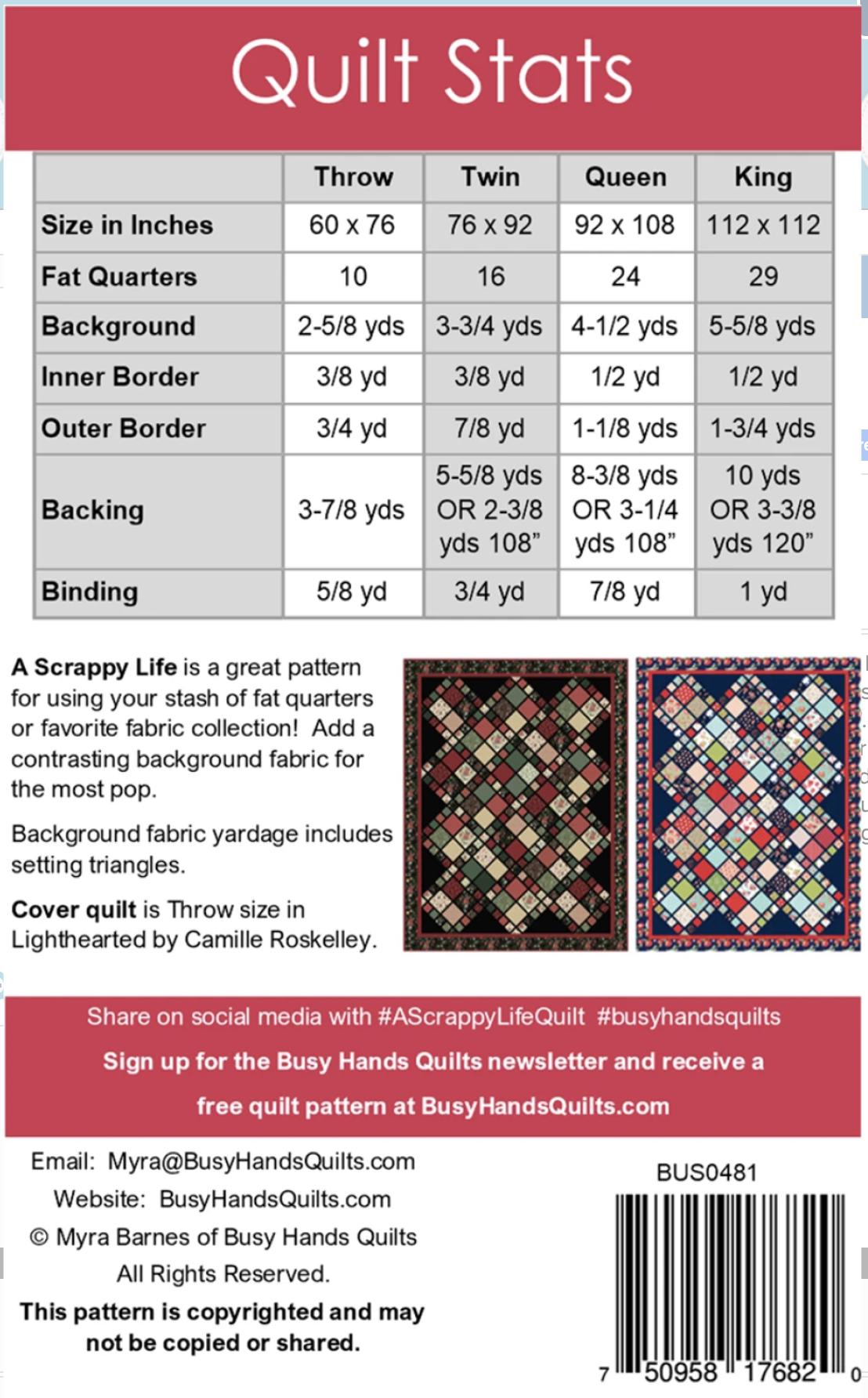 BUS0481 Scrappy Life Quilt Pattern: Fat Quarter Friendly, Throw to King ...