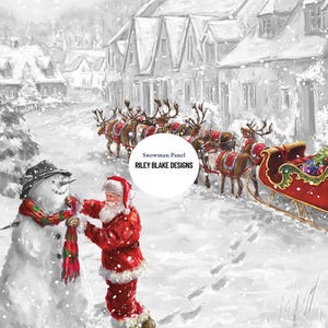 Santa&#39;s Snowman Christmas Quilt Panel - Riley Blake Designs Cotton Fabric