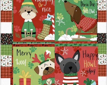 Dog Christmas Quilt Kit | Merry Woof-Mas Panel Quilt