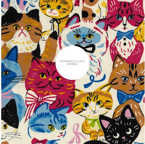 Retro Cat Oxford Fabric: Heavyweight Cotton Canvas for Sewing & Crafts