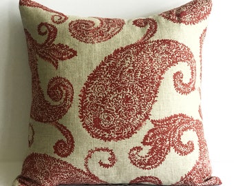 Paisley Linen Throw Pillow Covers