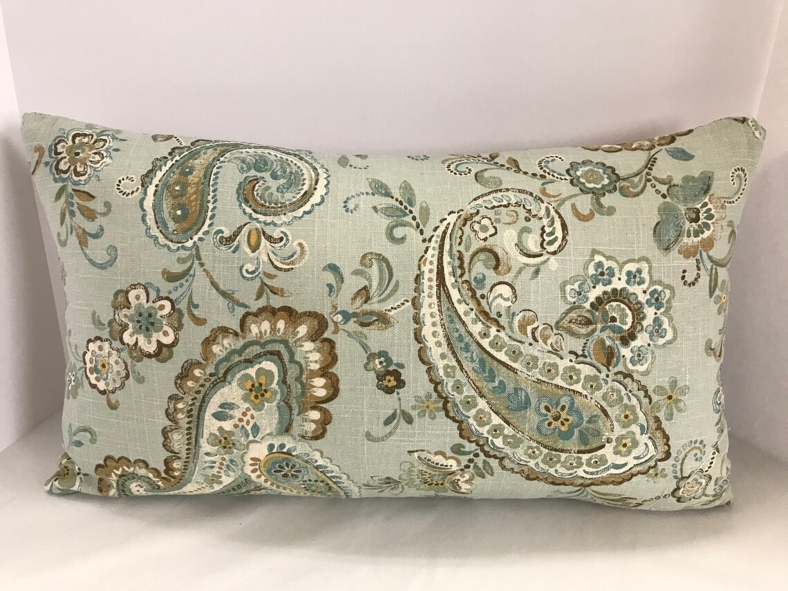 Soft Teal Paisley Pillow Cover Etsy UK