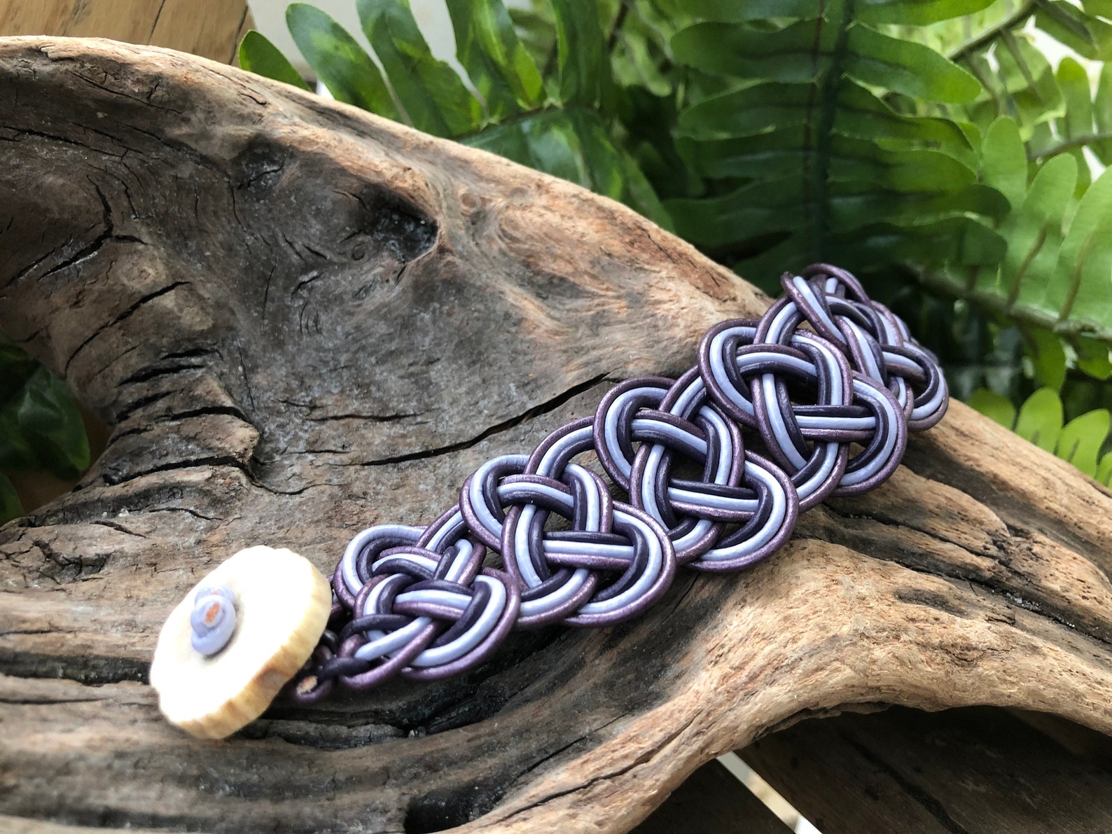 Celtic Knot Genuine Leather Cord Bracelet With Antler Button Etsy
