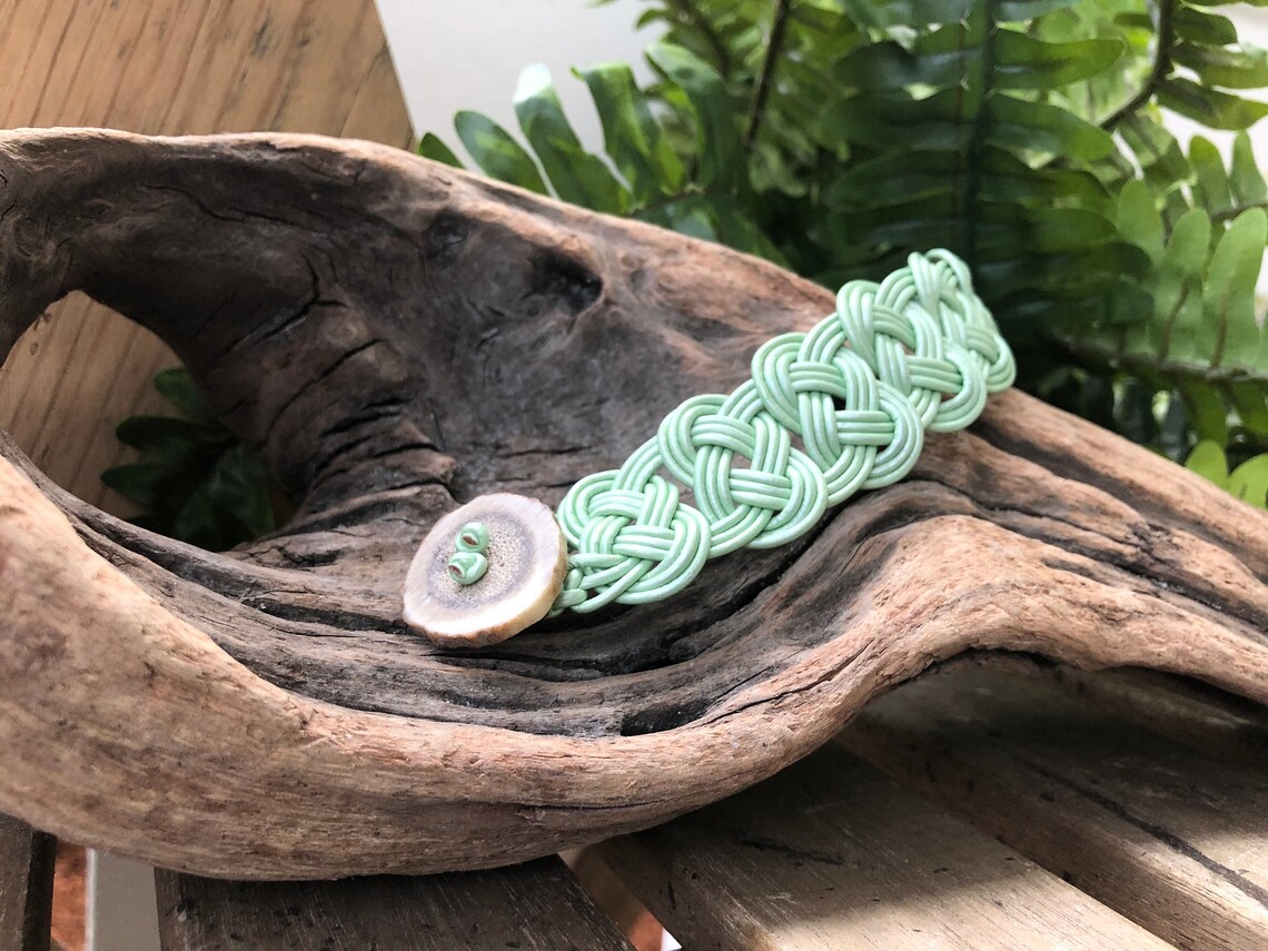 Celtic Knot Genuine Leather Cord Bracelet With Antler Button Etsy