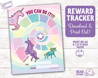 Chore Chart for Girls Reward Tracker for Girls Download and Print Instantly Unicorn For Kids Task Tracker