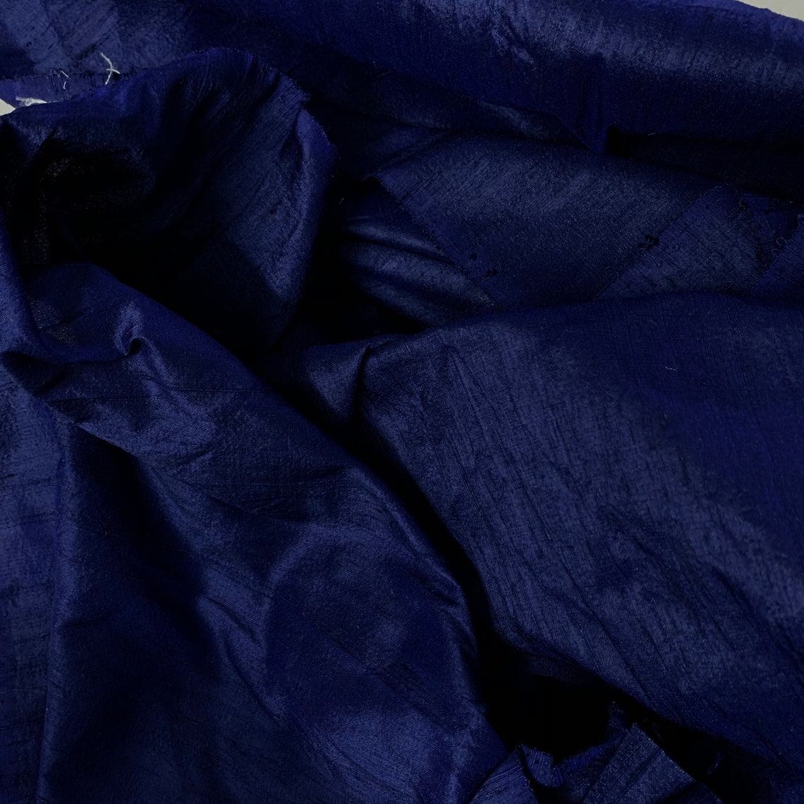 Navy Blue Pure Silk Fabric Raw Silk Fabric Indian Dupion Etsy