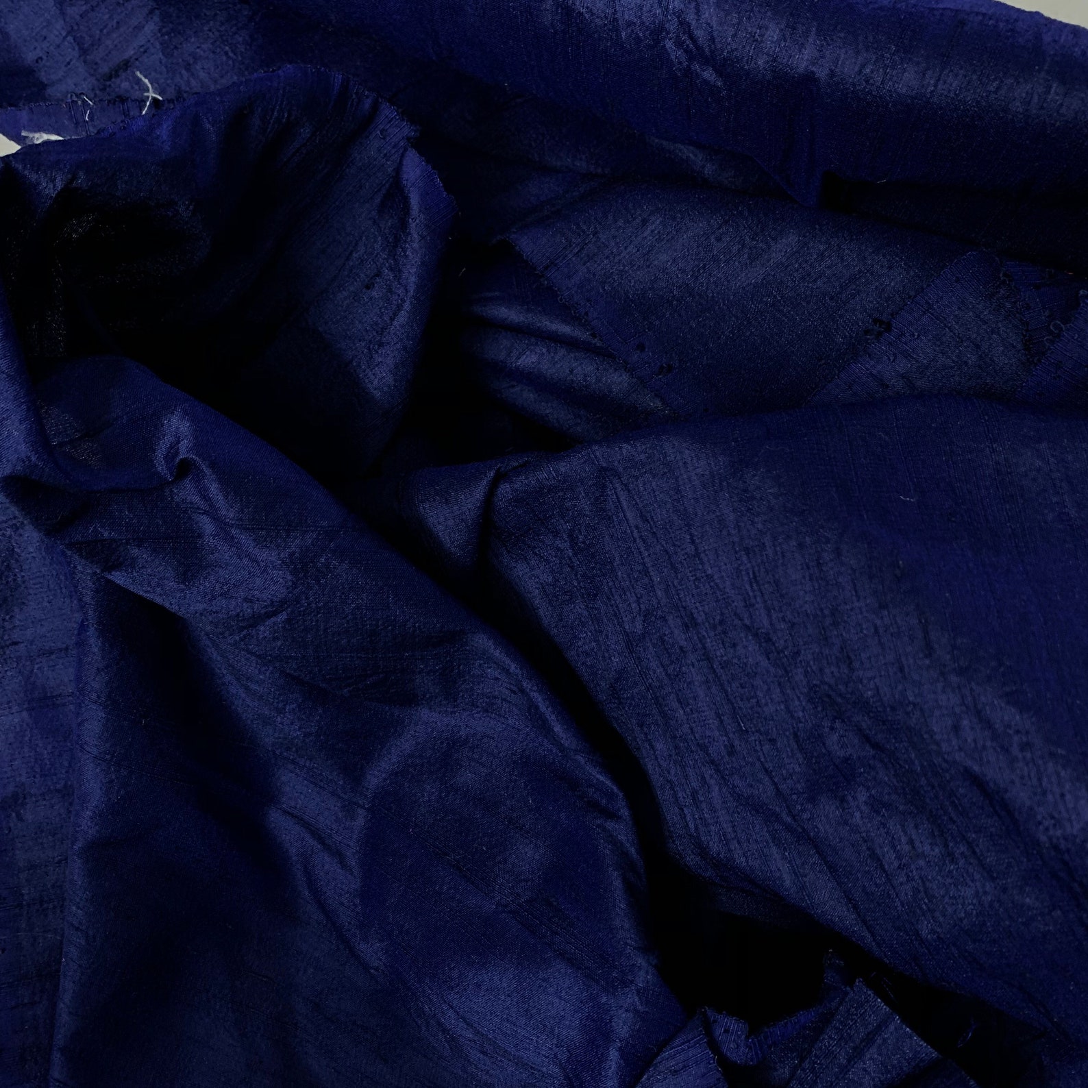 Navy Blue Pure Silk Fabric Raw Silk Fabric Indian Dupion Etsy