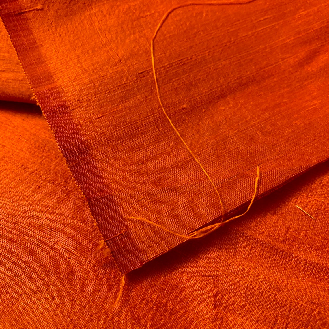 Dark Orange Pure Silk Fabric Raw Silk Fabric Indian Dupion | Etsy