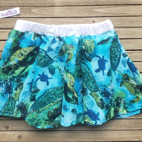 Sea Turtles Skirt Girl, Sea Life Birthday, Ocean Skirt, Turtles Skirt, Sea Life Outfit, Baby Girl's Clothing,