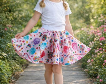 Handmade Candyland Birthday Skirt: Pink Cotton Candy Outfit Sizes 3 months to 14